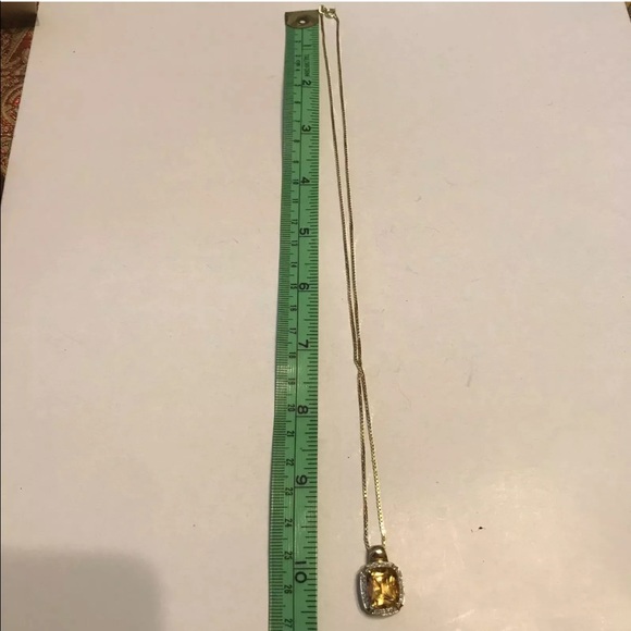 Citrine Diamond Pendent with 14k Gold Chain - Picture 5 of 6